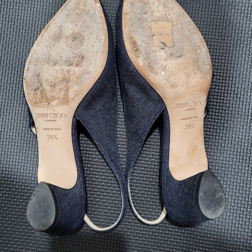 Jimmy Choo Navy Blue Heels with Glossy Finish - Picture 4 of 4